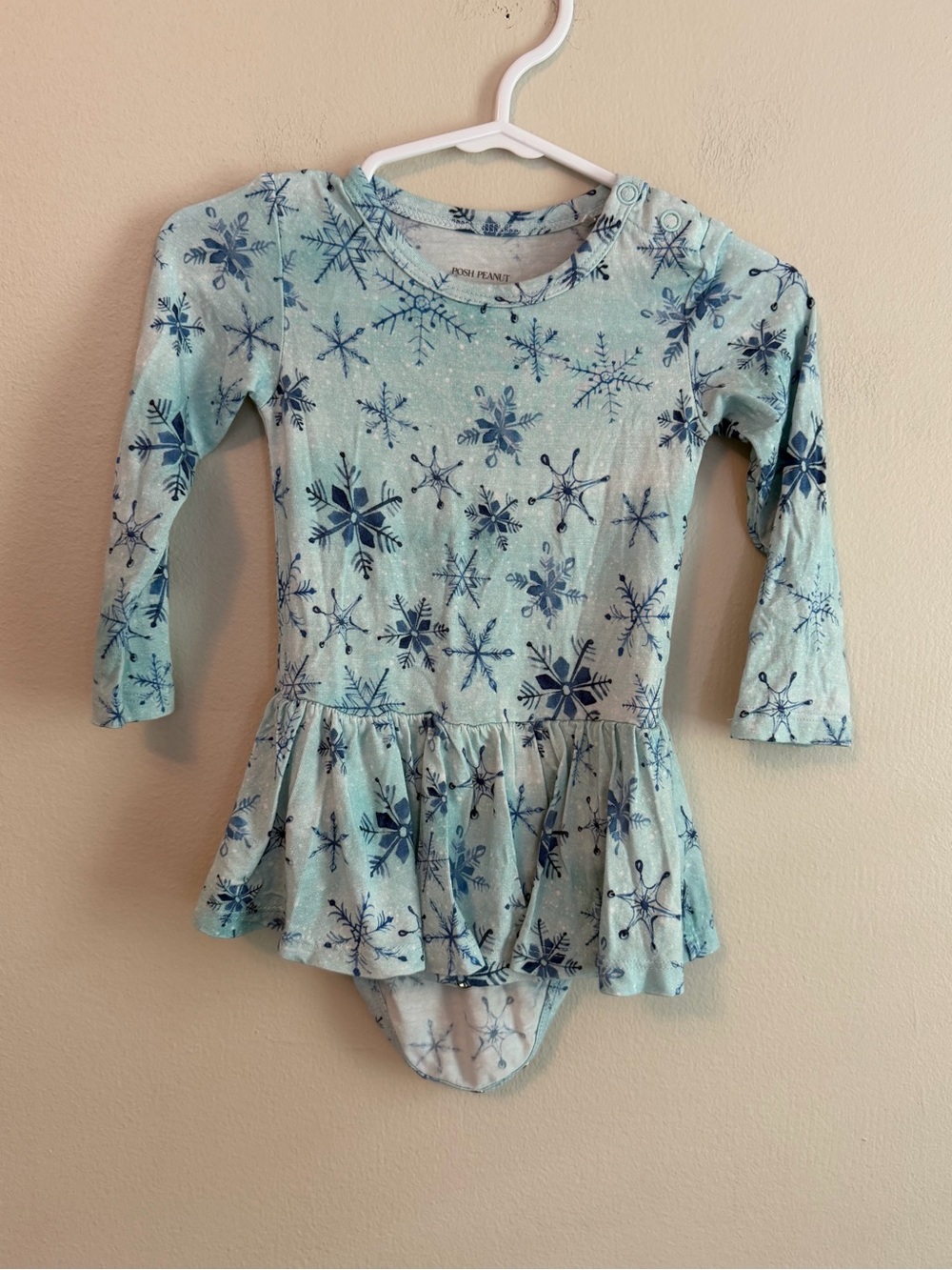 Posh Peanut Light Blue Snowflake Onesie Dress